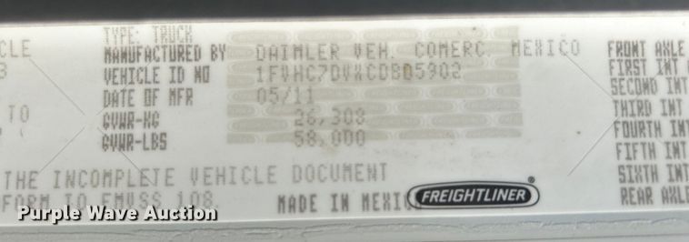 image for item EG1274 2012 Freightliner  M2 Business Class crane truck