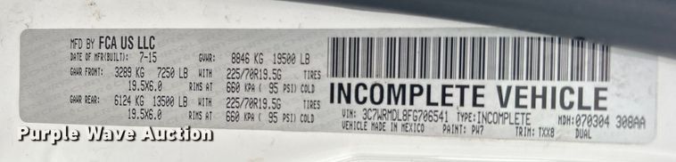 image for item EG1292 2015 Dodge Ram 5500 HD bucket truck