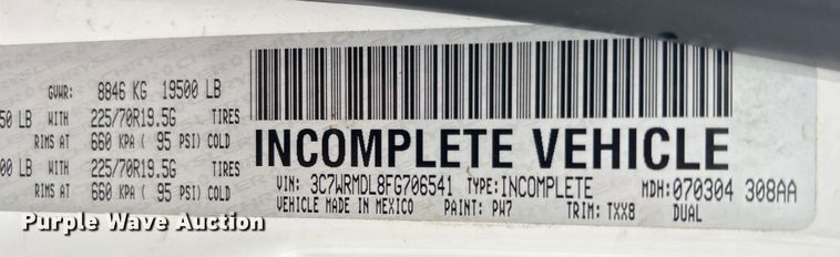 image for item EG1292 2015 Dodge Ram 5500 HD bucket truck