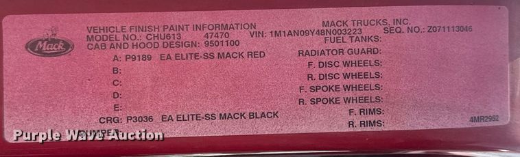 image for item EH3847 2008 Mack CHU613 dump truck