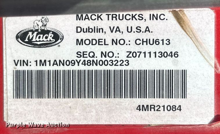 image for item EH3847 2008 Mack CHU613 dump truck