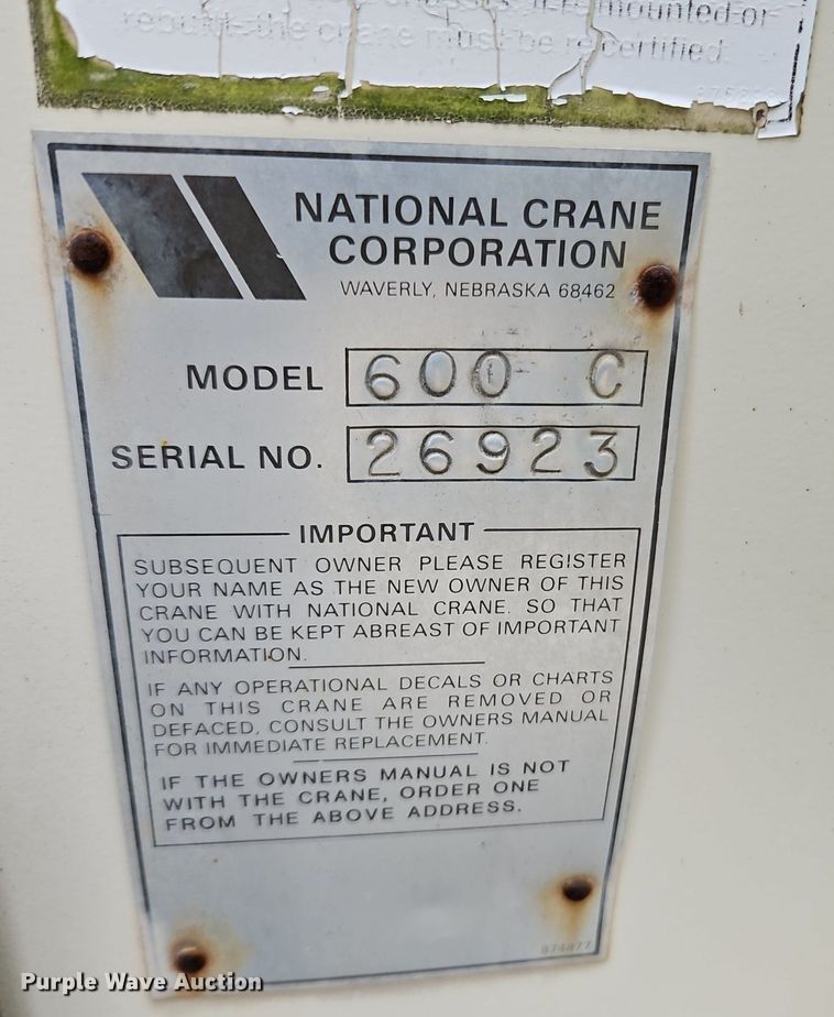 image for item EI3525 1996 Ford L8000 crane truck