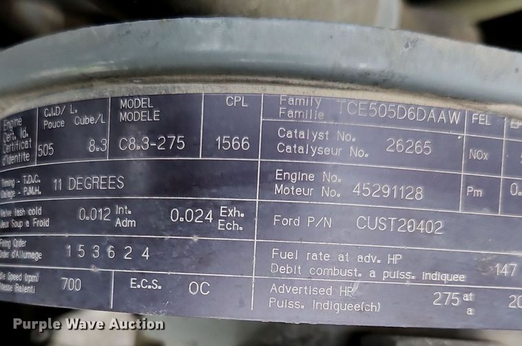 image for item EI3525 1996 Ford L8000 crane truck