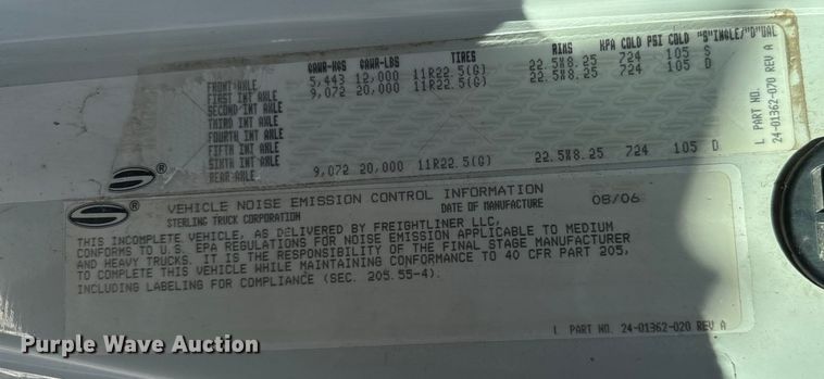 image for item EJ0328 2007 Sterling dump truck