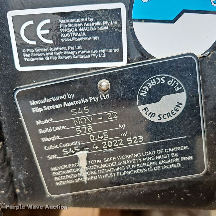 image for item EJ5986 2022 Flip Screen  S-45 skid steer screen bucket