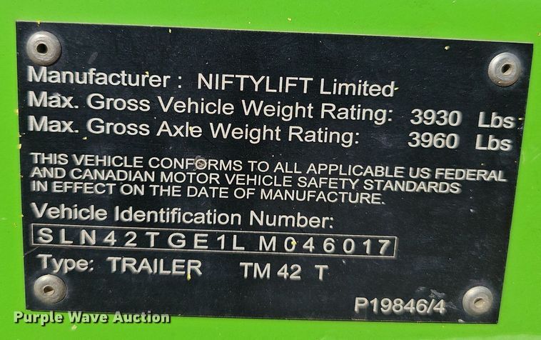 image for item EJ5990 2020 Nifty TM42T boom lift