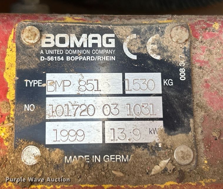 image for item EK4283 1999 Bomag BMP 851 trench compactor