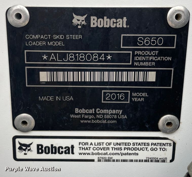image for item GP9637 2016 Bobcat S650 skid steer loader