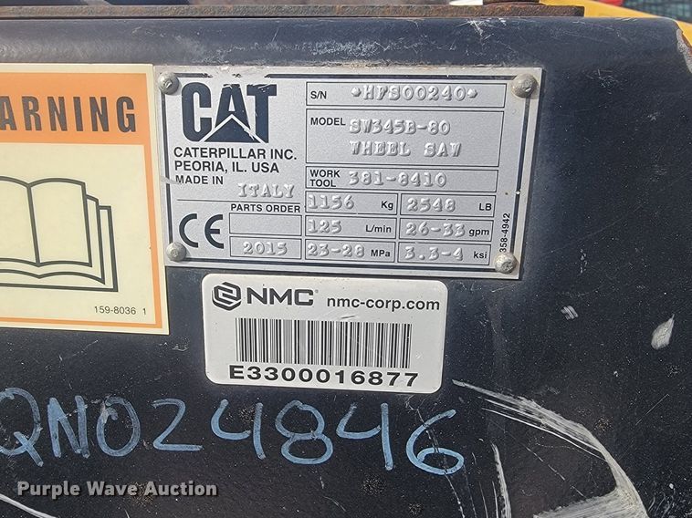 image for item LA9729 2015 Caterpillar SW345B skid steer rock saw