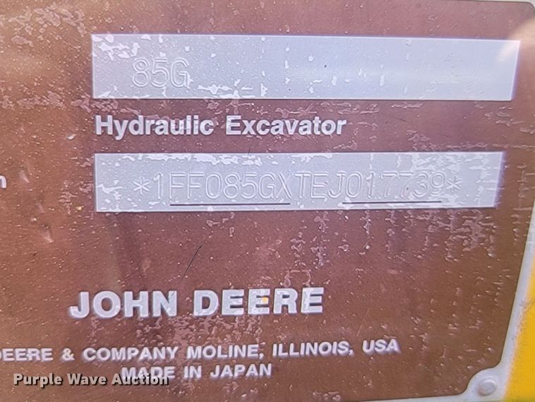 image for item LA9734 2014 John Deere  85G mini excavator