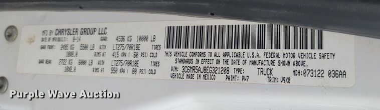 image for item LA9753 2014 Dodge Ram 2500 pickup truck