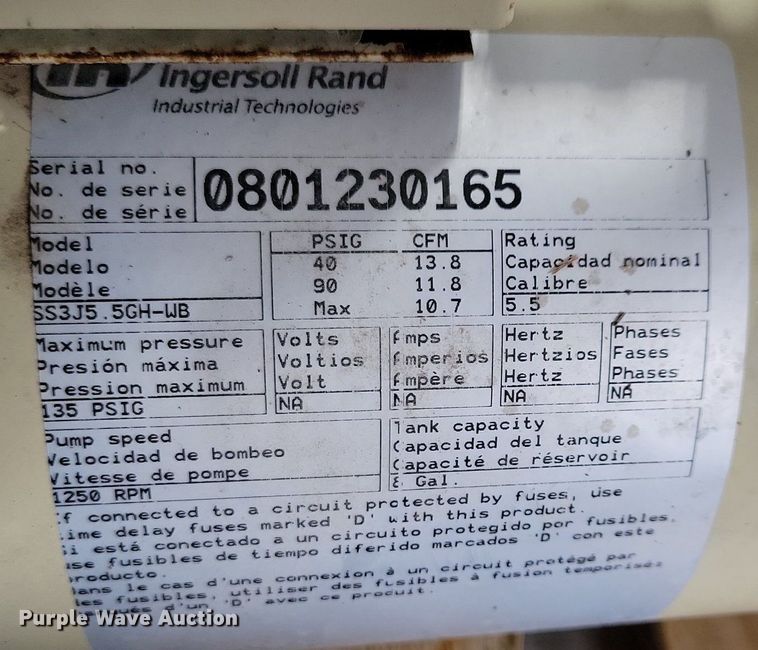 image for item LC9869 (2) Ingersoll Rand air compressors