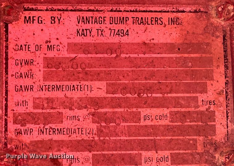 image for item LD9312 2001 Vantage T-91-SS end dump trailer