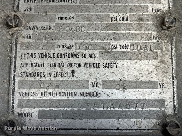 image for item LD9319 2003 Vantage T-91-SS end dump trailer