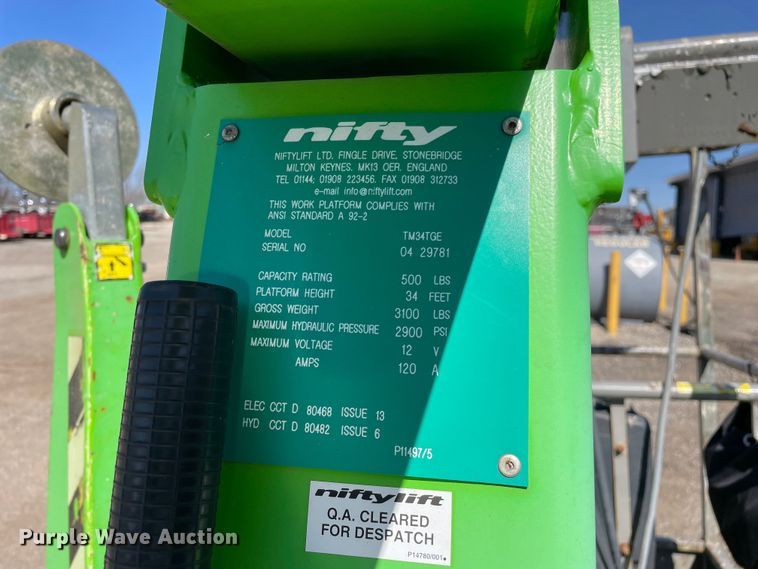 image for item LW9014 2014 Nifty Lift  TM34TGE boom lift