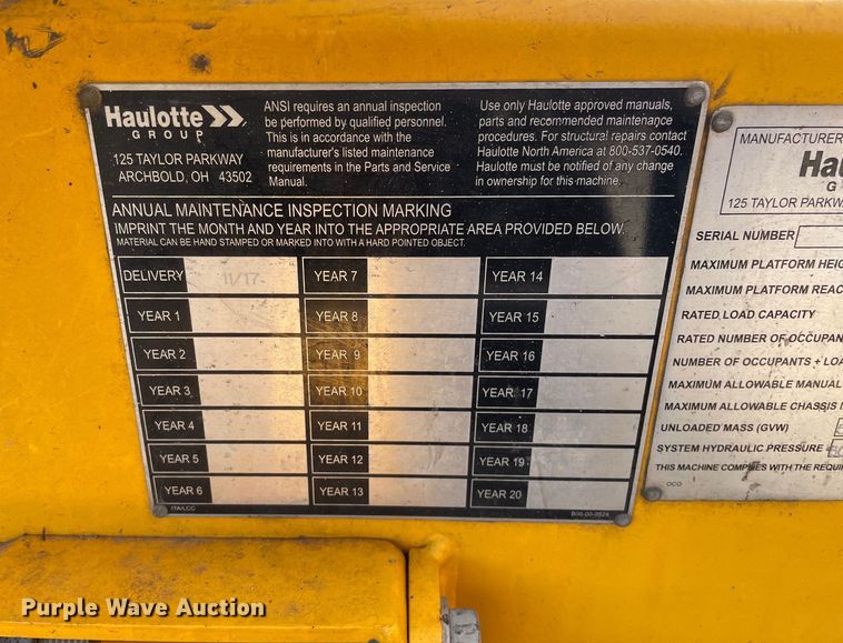 image for item LW9015 2017 Haulotte 45XA boom lift