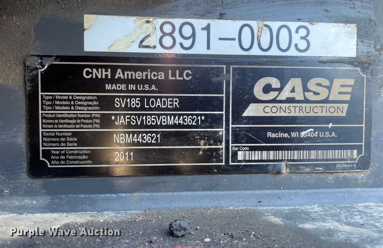 image for item LW9016 2011 Case SV185 skid steer loader