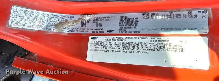 image for item MA9282 2001 Sterling L7500 dump truck