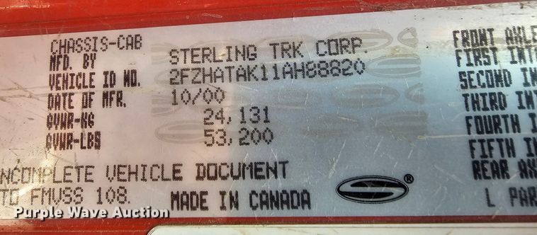 image for item MA9283 2001 Sterling L7500 dump truck