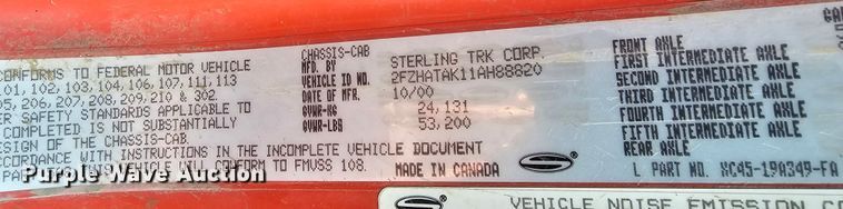 image for item MA9283 2001 Sterling L7500 dump truck