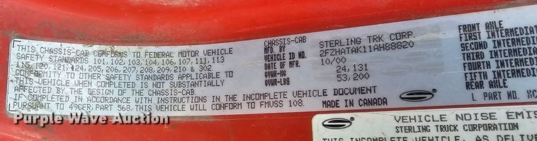 image for item MA9283 2001 Sterling L7500 dump truck