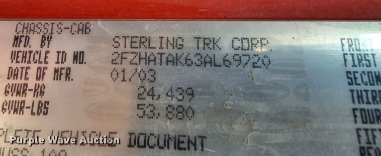 image for item MA9284 2003 Sterling  L7500 dump truck