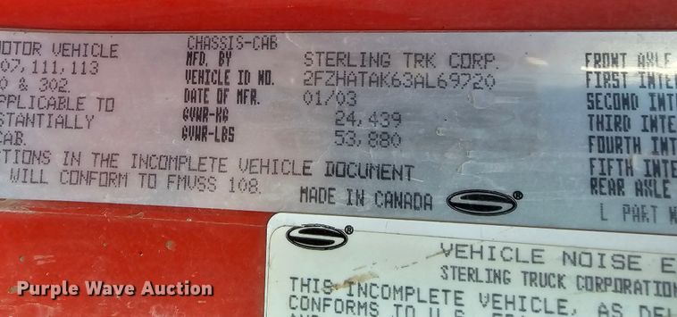 image for item MA9284 2003 Sterling  L7500 dump truck