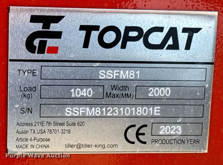 image for item ND9009 2023 Topcat SSFM81 skid steer mulcher