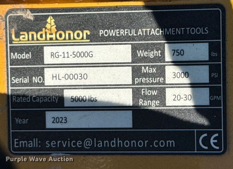 image for item ND9011 2023 LandHonor RG-11-5000G skid steer grapple