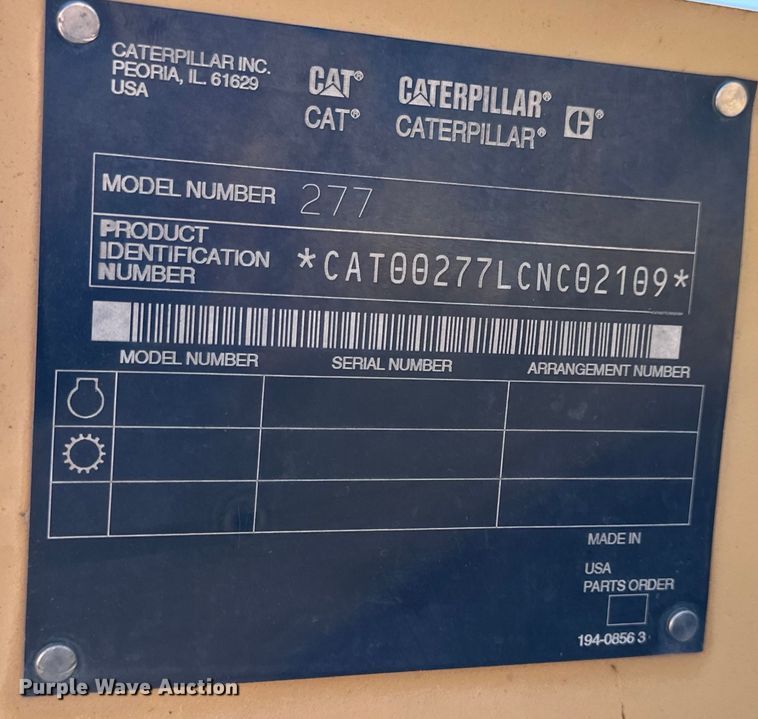 image for item NJ9471 2003 Caterpillar  277  tracked skid steer loader