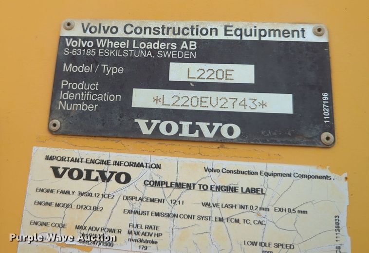 image for item NZ9433 2004 Volvo L220E wheel loader