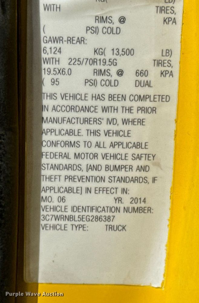 image for item OJ9661 2014 Dodge Ram 5500 bucket truck