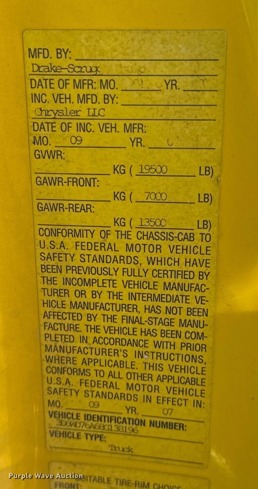 image for item OJ9662 2008 Dodge Ram 5500HD bucket truck