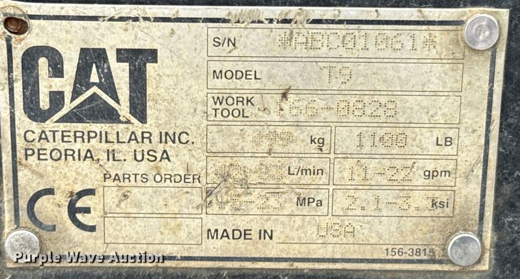 image for item OJ9683 Caterpillar T9 skid steer trencher