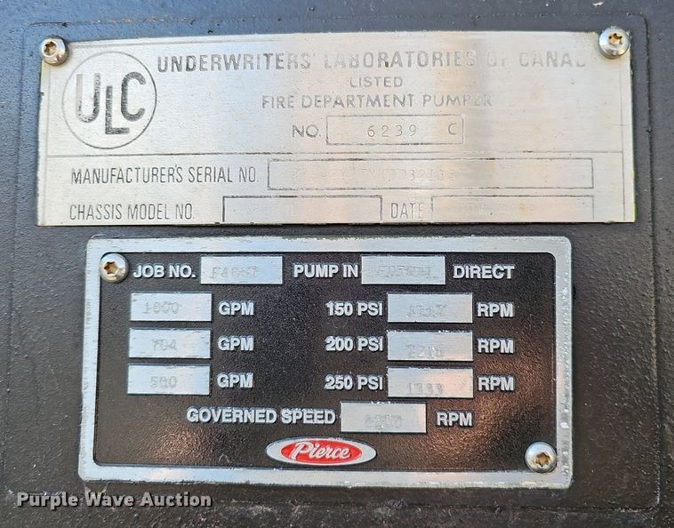 image for item DK0551 1989 Amertek M2500L fire truck