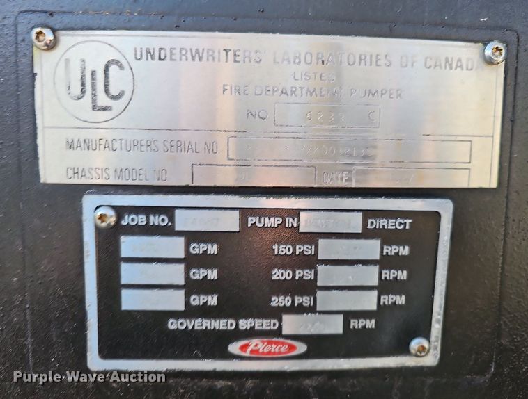 image for item DK0551 1989 Amertek M2500L fire truck