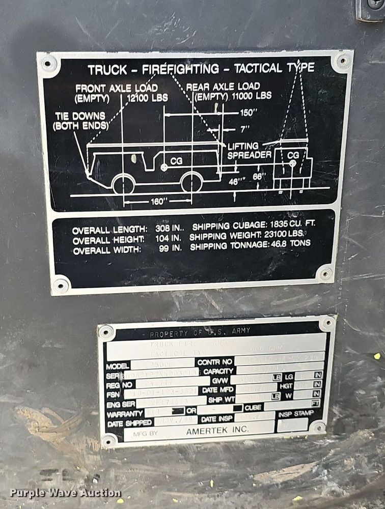 image for item DK0551 1989 Amertek M2500L fire truck