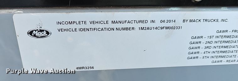 image for item DM1559 2015 Mack LEU633 refuse truck