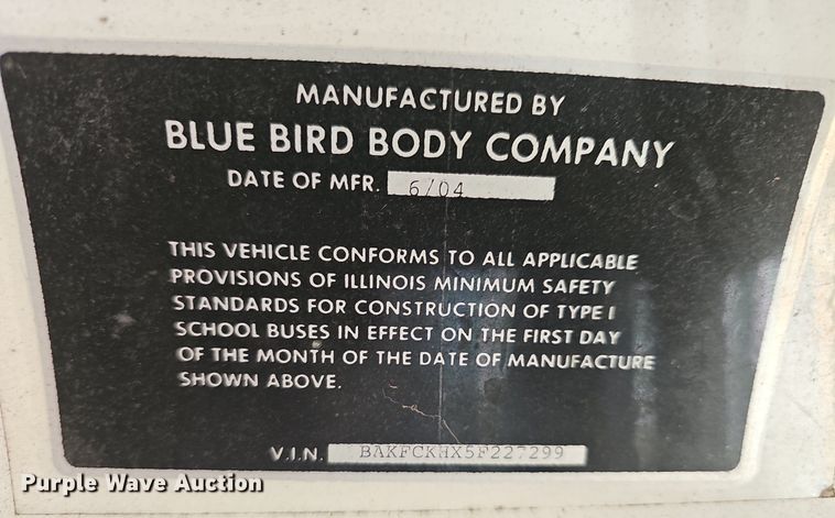 image for item DM1570 2005 Bluebird  Vision school bus