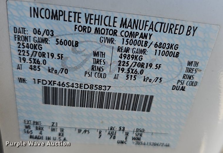 image for item DM1580 2003 Ford F450 Super Duty XL  bucket truck