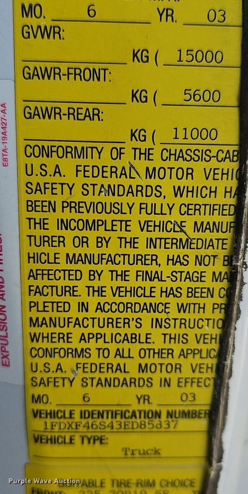 image for item DM1580 2003 Ford F450 Super Duty XL  bucket truck