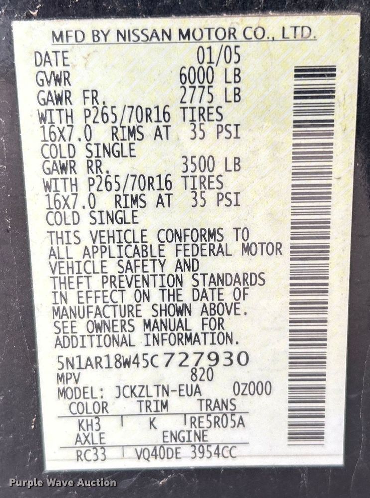 image for item DN0713 2005 Nissan  Pathfinder SUV