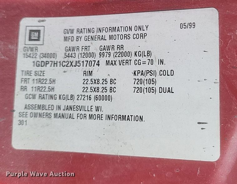 image for item DO4856 1999 GMC C8500 dump truck