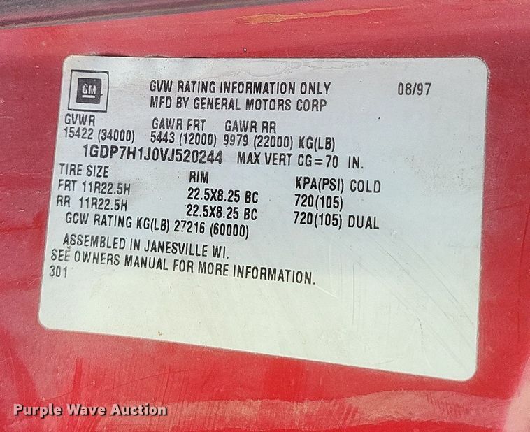 image for item DO4857 1997 GMC C8500 dump truck