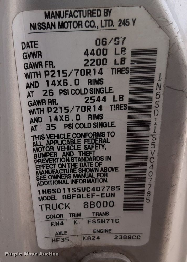 image for item DP2715 1997 Nissan pickup truck