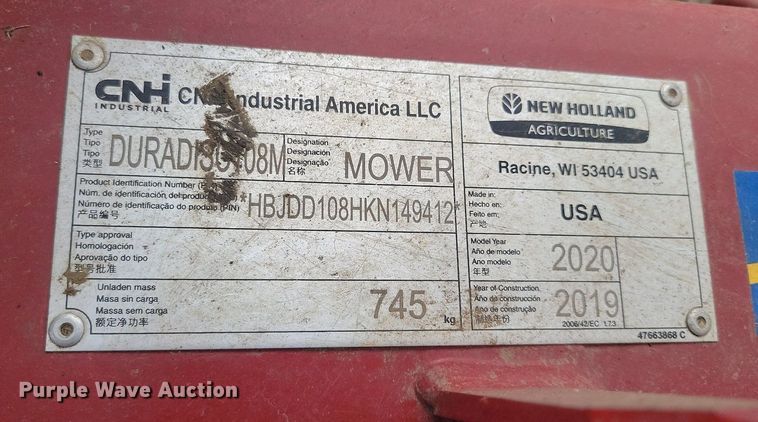 image for item DP3418 2020 New Holland Duradisc 108M disc mower