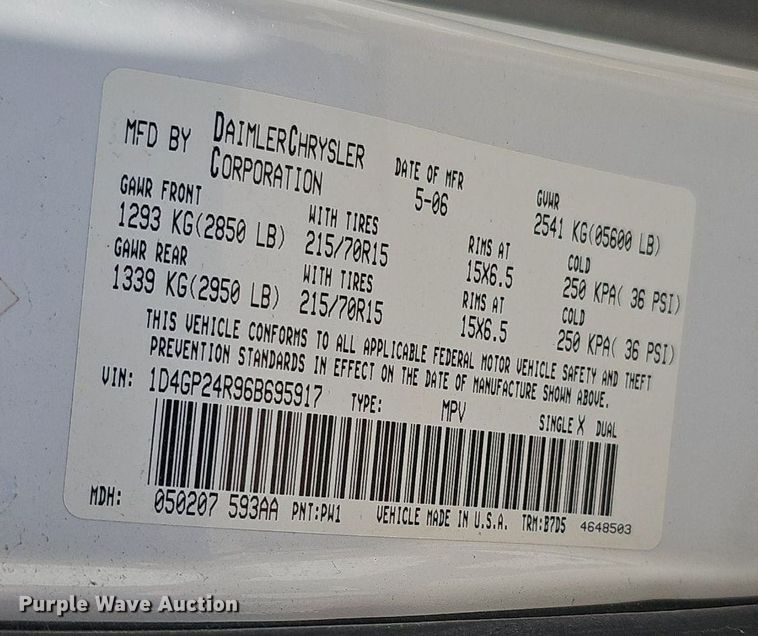 image for item DQ8582 2006 Dodge Grand Caravan van