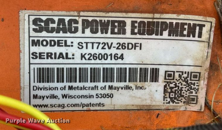 image for item EH6617 Scag Turf Tiger STT72V-26DFI ZTR lawn mower