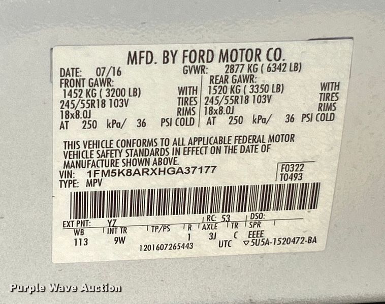 image for item EK4292 2017 Ford  Explorer Police Interceptor  SUV