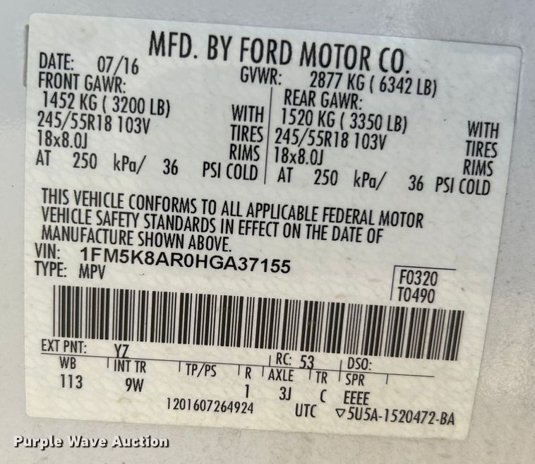 image for item EK4293 2017 Ford Explorer Police Interceptor  SUV